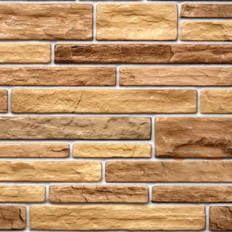 Casa si Gradina - Constructii - Materiale constructii - Placi decorative - Panou decorativ, PVC, model piatra 3D, nuante bej-maro, 96x48.5cm - Infinity.ro