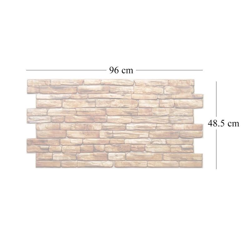 Casa si Gradina - Constructii - Materiale constructii - Placi decorative - Panou decorativ, PVC, model piatra 3D, nuante maro, 96x48.5cm - Infinity.ro