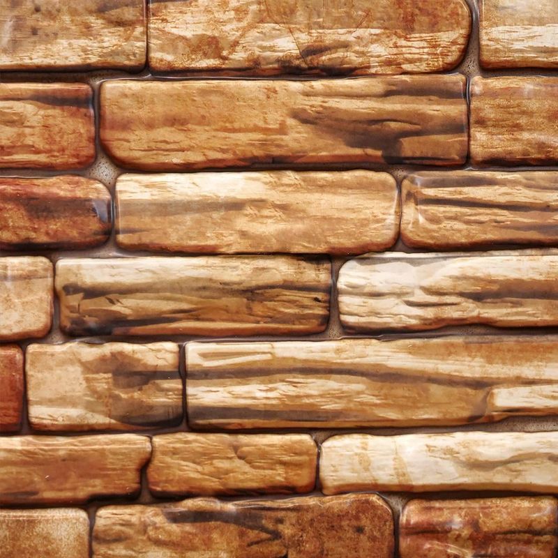 Casa si Gradina - Constructii - Materiale constructii - Placi decorative - Panou decorativ, PVC, model piatra 3D, nuante maro, 96x48.5cm - Infinity.ro