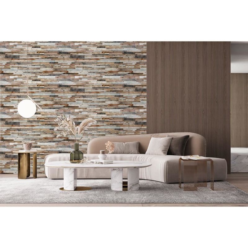 Casa si Gradina - Constructii - Materiale constructii - Placi decorative - Panou decorativ, PVC, model piatra 3D, nuante maro si negru, 96x48.5cm - Infinity.ro