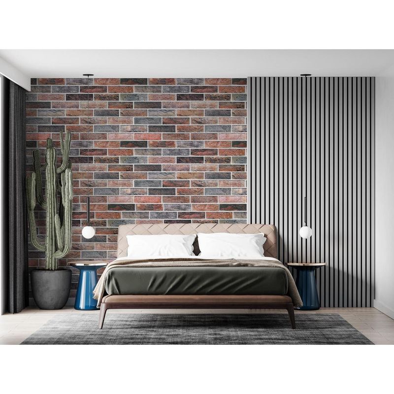 Casa si Gradina - Constructii - Materiale constructii - Placi decorative - Panou decorativ, PVC, model caramida 3D, gri si portocaliu, 96x48.5 cm - Infinity.ro