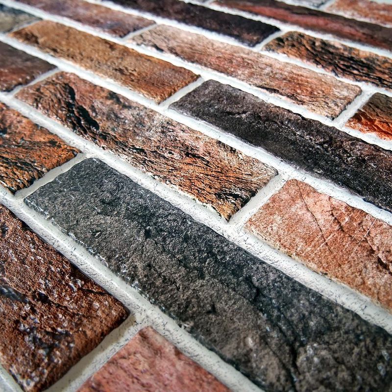 Casa si Gradina - Constructii - Materiale constructii - Placi decorative - Panou decorativ, PVC, model caramida 3D, gri si portocaliu, 96x48.5 cm - Infinity.ro