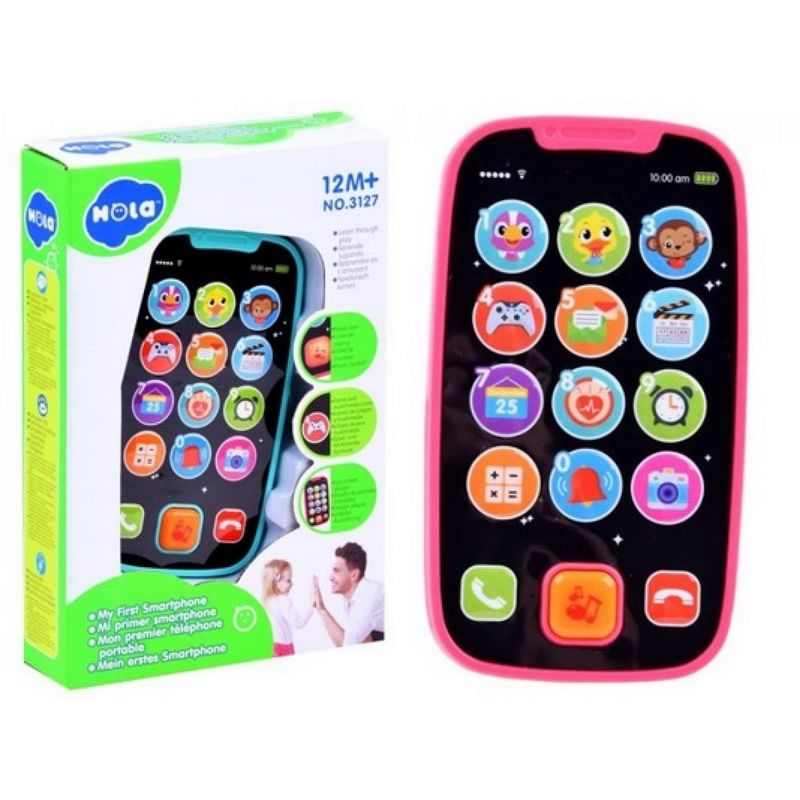 Jucarii, Copii si Bebe - Jucarii si jocuri - Jucarii bebelusi - Jucarii interactive bebelusi - Primul meu telefon smart roz cu muzica si lumini - Infinity.ro