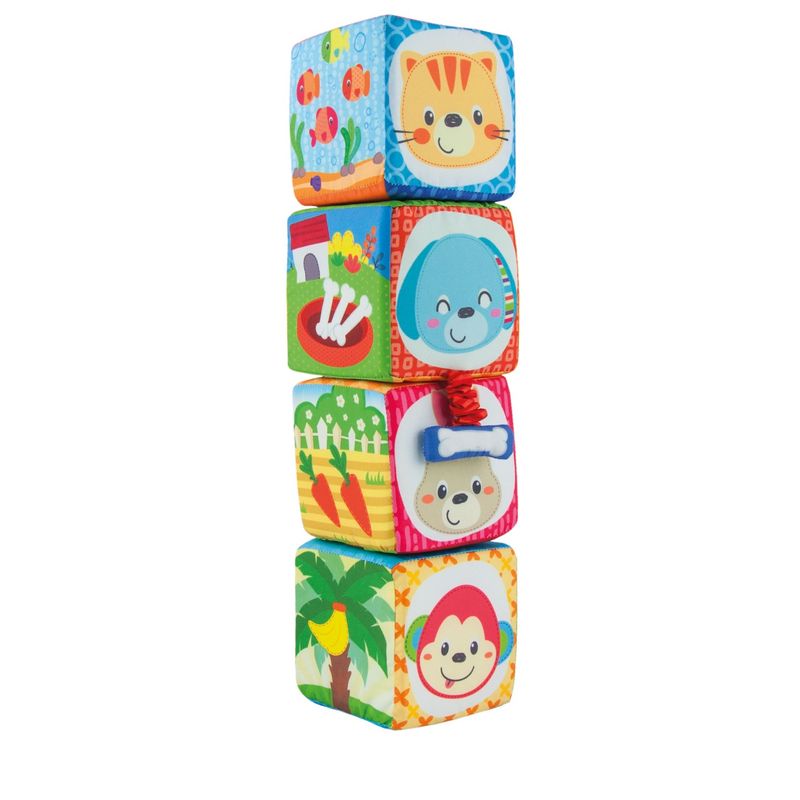 Jucarii, Copii si Bebe - Jucarii si jocuri - Jucarii bebelusi - Jucarii interactive bebelusi - Winfun set 4 cuburi stivuibile din material textil - Infinity.ro