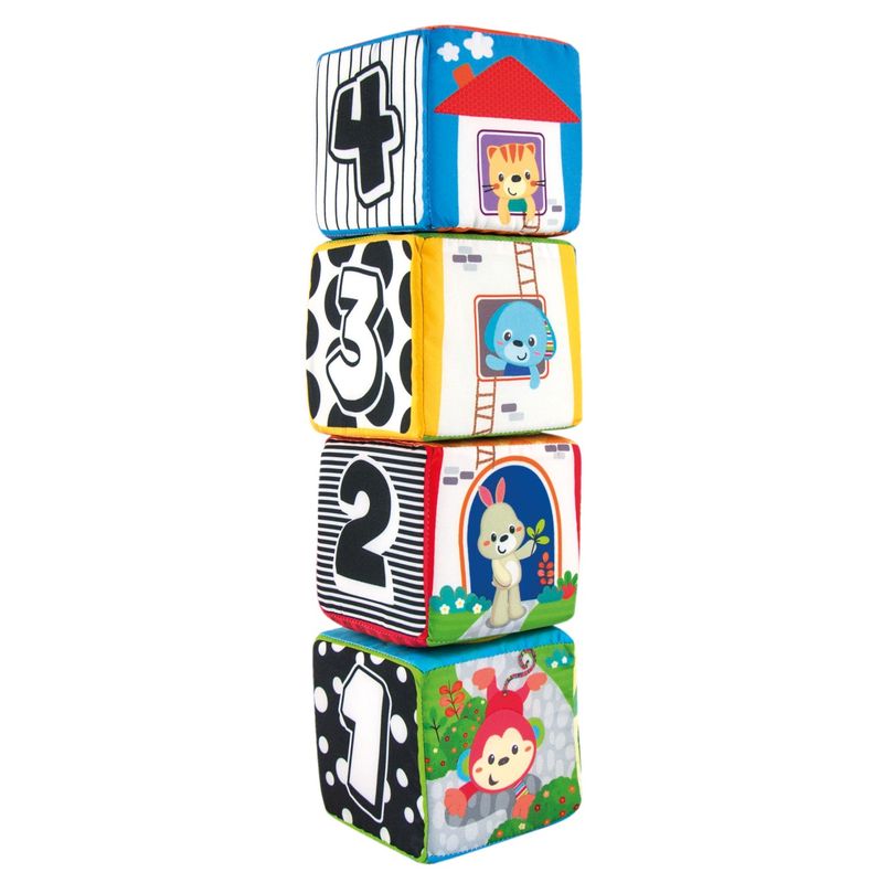 Jucarii, Copii si Bebe - Jucarii si jocuri - Jucarii bebelusi - Jucarii interactive bebelusi - Winfun set 4 cuburi stivuibile din material textil - Infinity.ro