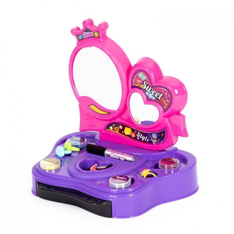 Jucarii, Copii si Bebe - Jucarii si jocuri - Jucarii de rol - Frumusete, bijuterii si accesorii fetite - Masuta cu accesorii pentru make-up si tatuaje ecotoys hc577340 - Infinity.ro