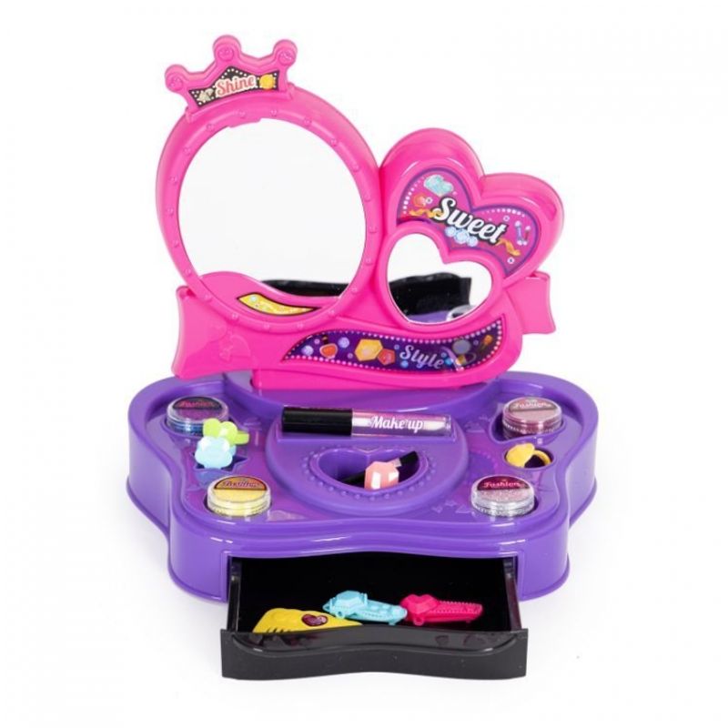 Jucarii, Copii si Bebe - Jucarii si jocuri - Jucarii de rol - Frumusete, bijuterii si accesorii fetite - Masuta cu accesorii pentru make-up si tatuaje ecotoys hc577340 - Infinity.ro