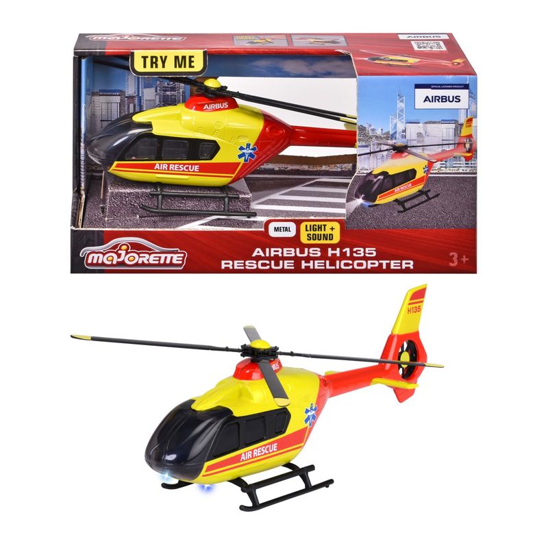 Jucarii, Copii si Bebe - Jucarii si jocuri - Vehicule si jucarii cu telecomanda - Elicoptere, avioane si nave de jucarie - Majorette elicopter de salvare airbus h135 cu sunete si lumini - Infinity.ro