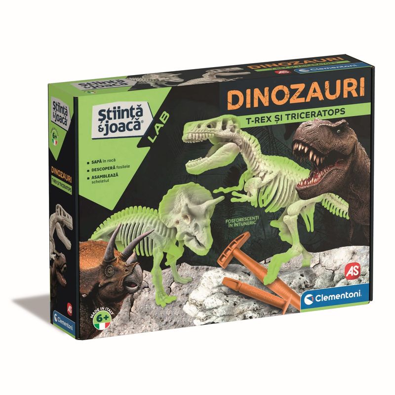 Jucarii, Copii si Bebe - Jucarii si jocuri - Jucarii & jocuri educative - Jucarii interactive - Descopera dinozaurul t-rex & triceraptor fluo stiinta si joaca - Infinity.ro