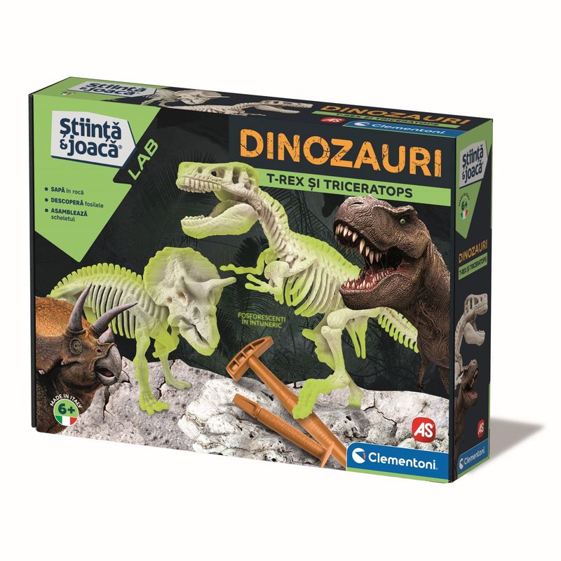 Jucarii, Copii si Bebe - Jucarii si jocuri - Jucarii & jocuri educative - Jucarii interactive - Descopera dinozaurul t-rex & triceraptor fluo stiinta si joaca - Infinity.ro