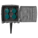 Casa si Gradina - Electrice - Accesorii electrice - Prelungitoare, triple, fise - Prelungitor electric pentru gradina, model piatra, impermeabil, cu senzor de lumina, 4 prize, 3 m, Strend Pro - Infinity.ro