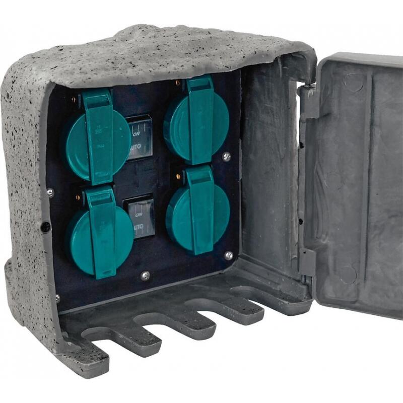 Casa si Gradina - Electrice - Accesorii electrice - Prelungitoare, triple, fise - Prelungitor electric pentru gradina, model piatra, impermeabil, cu senzor de lumina, 4 prize, 3 m, Strend Pro - Infinity.ro