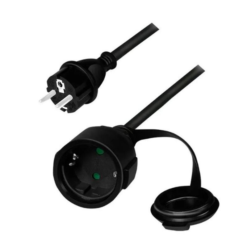 Casa si Gradina - Electrice - Accesorii electrice - Prelungitoare, triple, fise - Prelungitor cu Fisa si Cupla, Pentru Exterior, IP 44, 250 V, 20 Metri, Negru - Infinity.ro
