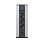 Casa si Gradina - Electrice - Accesorii electrice - Prelungitoare, triple, fise - Distribuitor 3 prize, protectie pentru copii si 2 USB, Montare pe Colt, Rabatabil, 250 V, 276 x 99.5 x 51.7 mm, Argintiu - Infinity.ro