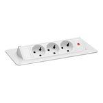 Casa si Gradina - Electrice - Accesorii electrice - Prelungitoare, triple, fise - Distribuitor 3 prize cu protectie impotriva copiilor, incorporabil cu sistem rabatabil, 230V, 285x130x115 mm, Alb - Infinity.ro