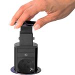 Casa si Gradina - Electrice - Accesorii electrice - Prelungitoare, triple, fise - Distribuitor 3 prize, protectie copii si 2 USB, Carcasa Metalica, Montare pe Blat, Pop-Up, 230 V, 60 x 350 mm, Negru - Infinity.ro