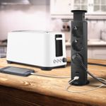 Casa si Gradina - Electrice - Accesorii electrice - Prelungitoare, triple, fise - Distribuitor 3 prize MK02 cu protectie impotriva copiilor, 2 x Port USB, incorporabil cu sistem Pop-Up, 230V, Negru - Infinity.ro
