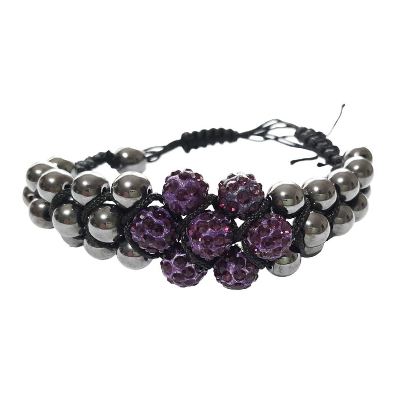 Fashion, accesorii si bijuterii - Femei - Bijuterii femei - Bratari femei - Bratara cu pietre Hematit, Charmuri si Cristale, Mov, 108BJ - Infinity.ro