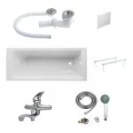 Casa si Gradina - Sanitare - Cazi si cabine de dus - Cazi baie - Set cada acril premium 170x70, masca frontala, masca laterala, cadru metalic, sifon evacuare si baterie cada dus - Infinity.ro