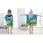 Jucarii, Copii si Bebe - Igiena si ingrijire - Baia bebelusului - Prosoape si halate de baie copii - Prosop de baie si plaja, tip pelerina halat cu gluga, model rechin pentru copii, PEL01WZ3 - Infinity.ro