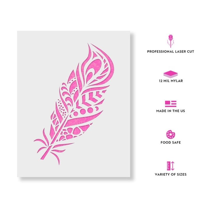 Casa si Gradina - Decoratiuni - DIY - Sabloane decorative pereti - Sablon Perete vopsire, tencuiala 0.7mm Pana de Paun model MXSP7417, 300 x 300 mm - Infinity.ro
