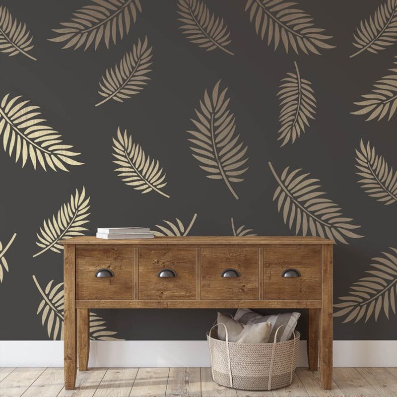 Casa si Gradina - Decoratiuni - DIY - Sabloane decorative pereti - Sablon Perete vopsire, tencuiala 900x600x0.7mm Palm Leaves Refolosibil, model MXSP7047 - Infinity.ro