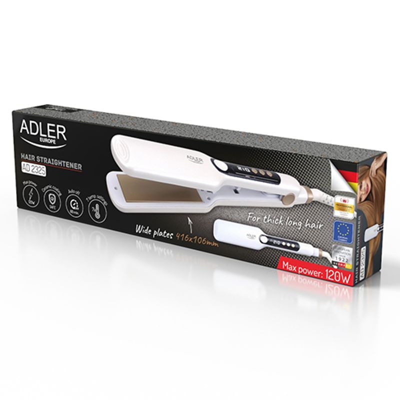 Ingrijire personala si Cosmetice - Aparate & accesorii ingrijire personala - Hair styling - Placi de indreptat parul - Placa de par Adler AD2325, 150 - 210°C, LCD, ceramica, cablu pivotant, varf rece, 120W - Infinity.ro