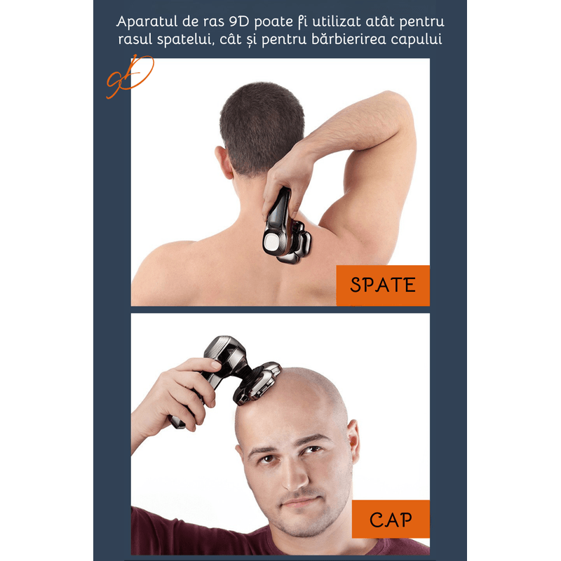 Ingrijire personala si Cosmetice - Aparate & accesorii ingrijire personala - Aparate de ras si tuns - Aparate de ras electrice - Aparat de ras electric Profesional, Accesorii 6 in 1, 9 lame rotative, uscat si umed, Afisaj LED, Barba, Cap si Nas - Infinity.ro