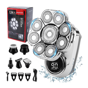 Aparat de ras electric, Set Multifunctional 6 in 1, 9 lame rotative, Cap detasabil, uscat si umed, Afisaj LED, USB