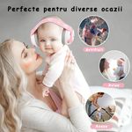 Jucarii, Copii si Bebe - Carucioare si articole de transport - Accesorii transport copii - Casti Antifonice Pentru Copii si Bebelusi 3-36 luni, Protectie Auditiva, Prindere Sigura Fontanela, Alb cu Roz - Infinity.ro