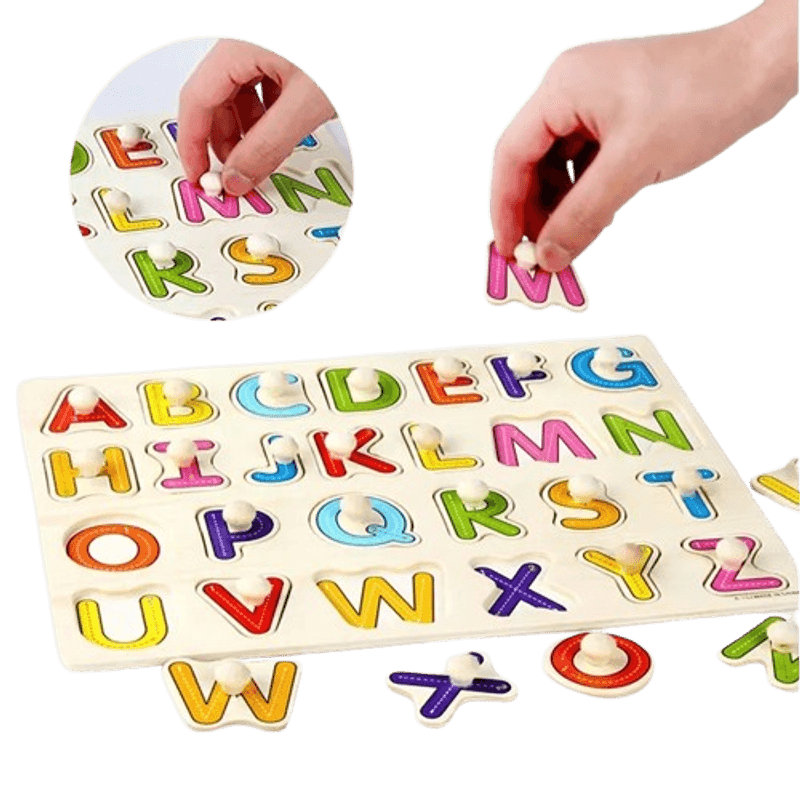 Jucarii, Copii si Bebe - Jucarii si jocuri - Jucarii bebelusi - Jucarii interactive bebelusi - Puzzle incastru din Lemn, litere, Piese 3D, 3 ani+, EduJucarii - Infinity.ro