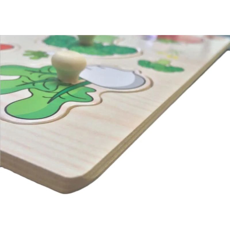 Jucarii, Copii si Bebe - Jucarii si jocuri - Jucarii bebelusi - Jucarii interactive bebelusi - Puzzle incastru educativ pentru copii, lemn, piese cu maner, legume, 3 ani+, Edujucarii - Infinity.ro