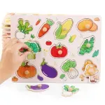 Jucarii, Copii si Bebe - Jucarii si jocuri - Jucarii bebelusi - Jucarii interactive bebelusi - Puzzle incastru educativ pentru copii, lemn, piese cu maner, legume, 3 ani+, Edujucarii - Infinity.ro