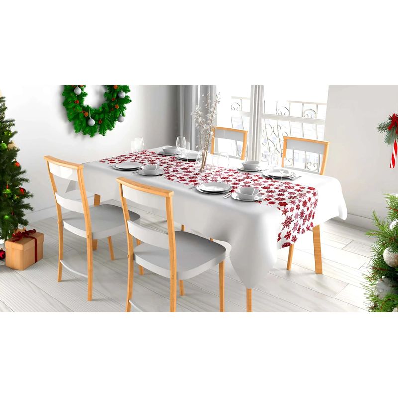 Casa si Gradina - Textile si covoare - Textile bucatarie - Fete de masa - Traversa de masa 180x40cm, din bumbac impermeabil, fata de masa imprimeu Craciun 3D, Koken, Rezistenta la pete - Infinity.ro