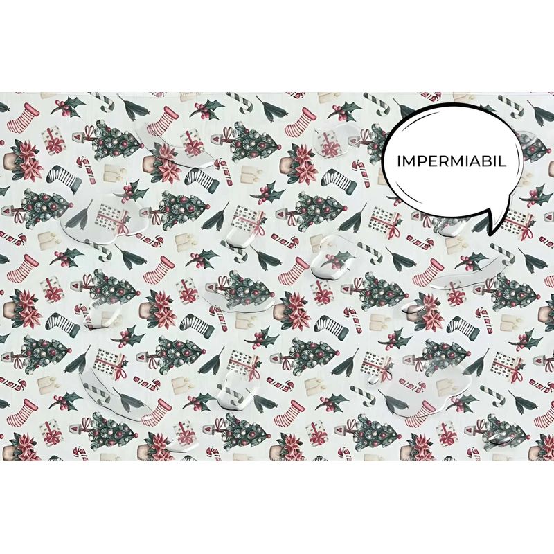 Casa si Gradina - Textile si covoare - Textile bucatarie - Fete de masa - Traversa de masa 180x40cm, din bumbac impermeabil, fata de masa imprimeu Craciun 3D, Koken, Rezistenta la pete - Infinity.ro