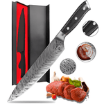 Casa si Gradina - Bucatarie si vesela - Vesela si tacamuri - Cutite si seturi de cutite - Cutit Profesional de bucatarie model Damasc, Koken, Lama de 21 cm, otel continut ridicat de carbon, Maner ergonomic Lemn - Infinity.ro