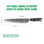 Casa si Gradina - Bucatarie si vesela - Vesela si tacamuri - Cutite si seturi de cutite - Cutit Profesional de bucatarie model Damasc, Koken, Lama de 21 cm, otel continut ridicat de carbon, Maner ergonomic Lemn - Infinity.ro