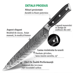 Casa si Gradina - Bucatarie si vesela - Vesela si tacamuri - Cutite si seturi de cutite - Cutit Profesional de bucatarie model Damasc, Koken, Lama de 21 cm, otel continut ridicat de carbon, Maner ergonomic Lemn - Infinity.ro