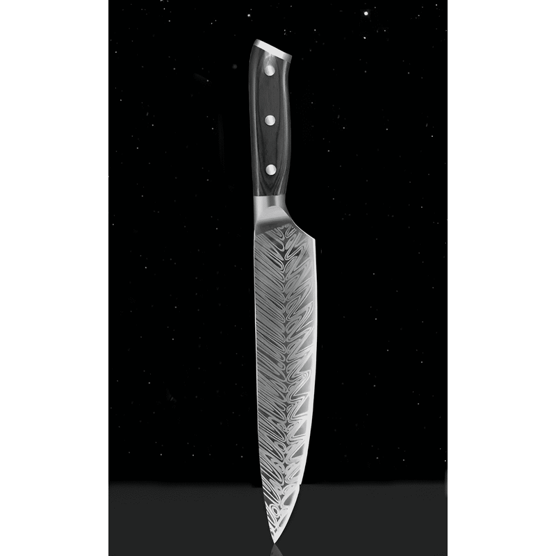 Casa si Gradina - Bucatarie si vesela - Vesela si tacamuri - Cutite si seturi de cutite - Cutit Profesional de bucatarie model Damasc, Koken, Lama de 21 cm, otel continut ridicat de carbon, Maner ergonomic Lemn - Infinity.ro