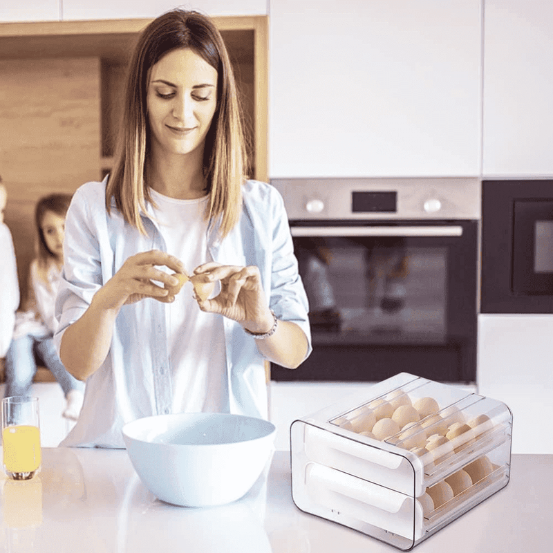 Casa si Gradina - Bucatarie si vesela - Organizare si depozitare bucatarie - Cutii alimentare - Cutie Depozitare 36 oua, Suport organizator oua pentru frigider, cu 2 niveluri, Plastic, Transparent - Infinity.ro