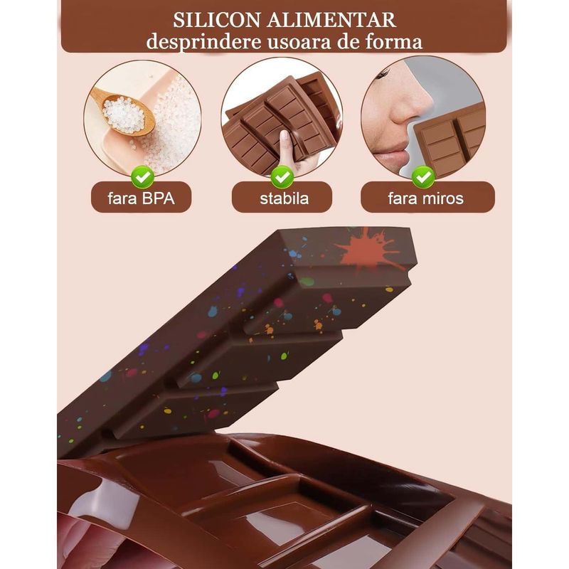 Casa si Gradina - Bucatarie si vesela - Ustensile bucatarie - Forme prajituri - Forma silicon de ciocolata Dubai Koken model: 6 forme ciocolata, 25 x 17 x1.3 cm, Bucurate si creaza DIY, Maro - Infinity.ro