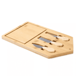 Casa si Gradina - Bucatarie si vesela - Ustensile bucatarie - Tavi servire - Platou servire cascaval Koken, Set de 3 tacamuri, bambus/otel inoxidabil, Lemn - Infinity.ro