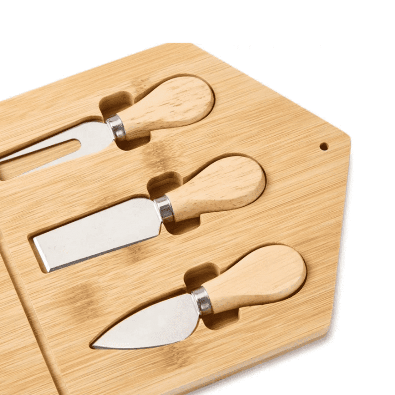 Casa si Gradina - Bucatarie si vesela - Ustensile bucatarie - Tavi servire - Platou servire cascaval Koken, Set de 3 tacamuri, bambus/otel inoxidabil, Lemn - Infinity.ro