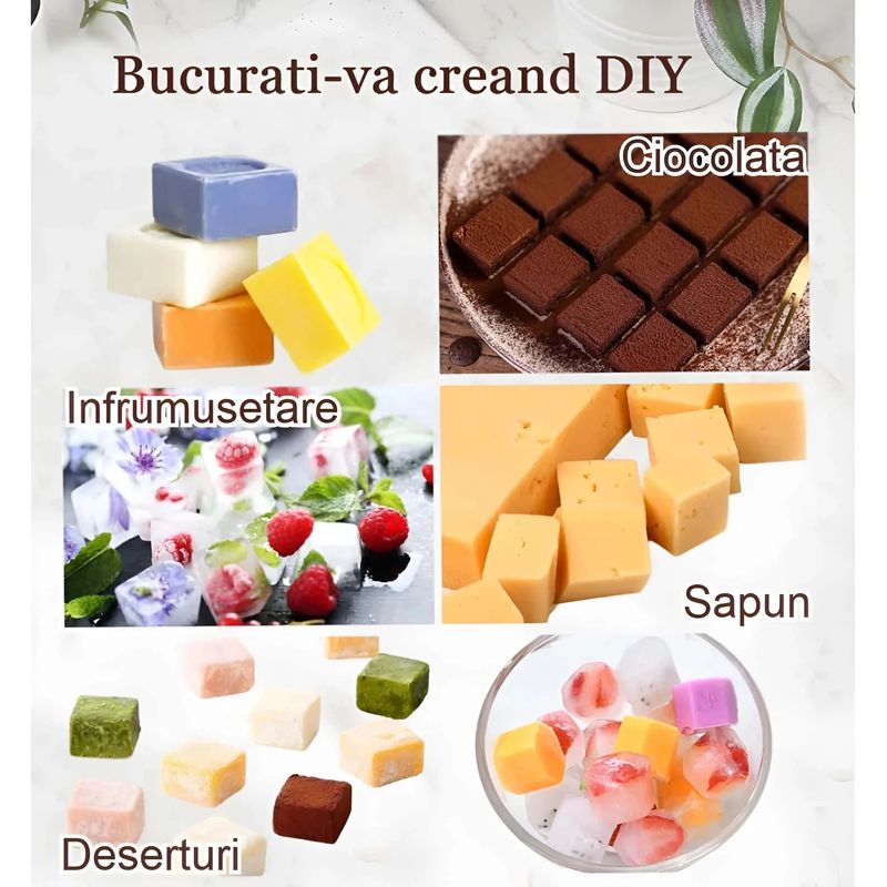 Casa si Gradina - Bucatarie si vesela - Ustensile bucatarie - Forme prajituri - Forma ciocolata din silicon alimentar Koken model: 6 forme de ciocolata, Bucura-te creand DIY, 25 x16 x1.4 cm, Maro - Infinity.ro