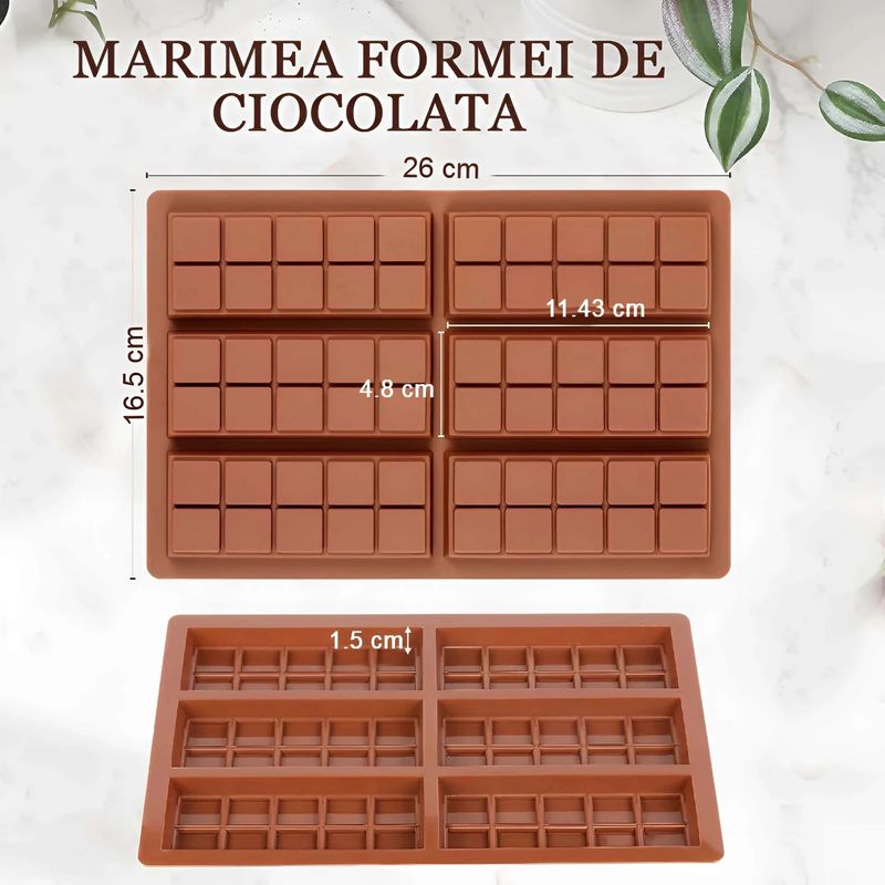 Casa si Gradina - Bucatarie si vesela - Ustensile bucatarie - Forme prajituri - Forma ciocolata din silicon alimentar Koken model: 6 forme de ciocolata, Bucura-te creand DIY, 25 x16 x1.4 cm, Maro - Infinity.ro