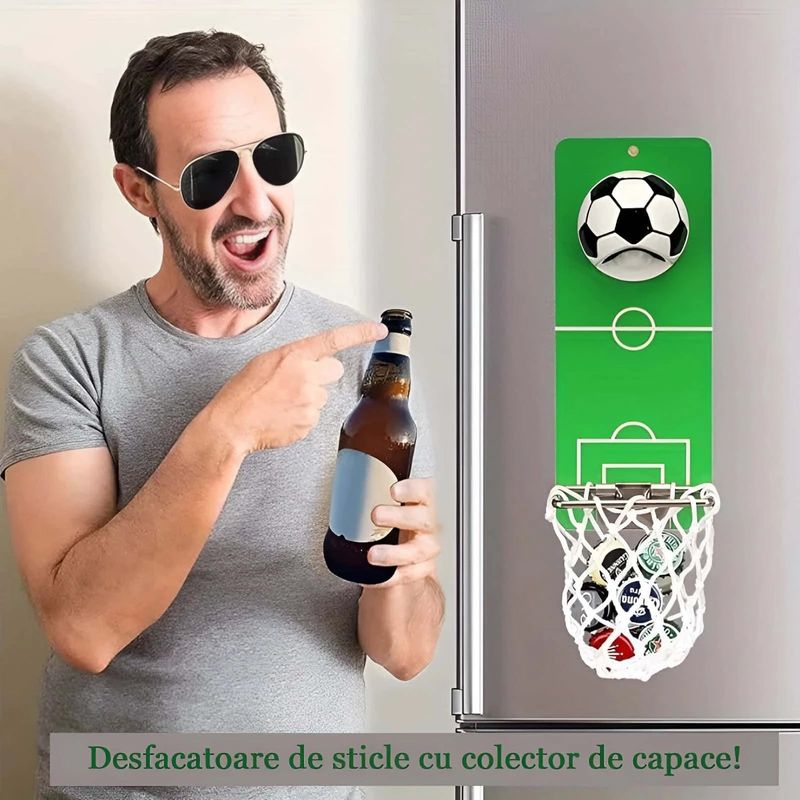 Casa si Gradina - Bucatarie si vesela - Accesorii bar - Tirbusoane si dopuri - Desfacator de Sticle cu Colector de Capace Koken, - Decor si Cadou Perfect, 20x8 cm, 3 Moduri de Instalare, Otel/Verde - Infinity.ro