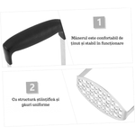 Casa si Gradina - Bucatarie si vesela - Ustensile bucatarie - Prese si storcatoare manuale - Zdrobitor pentru cartofi Koken, din otel inoxidabil, pasator manual pentru legume, 16,8x11,2x7,2 cm, Negru/Argintiu - Infinity.ro