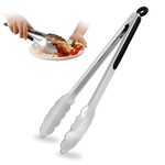 Casa si Gradina - Bucatarie si vesela - Ustensile bucatarie - Polonice, linguri si clesti de bucatarie - Cleste profesional gratar/bucatarie Koken, Otel inoxidabil/Silicon Antialunecare, Blocare, 36x3,8 cm, Negru/Argintiu - Infinity.ro