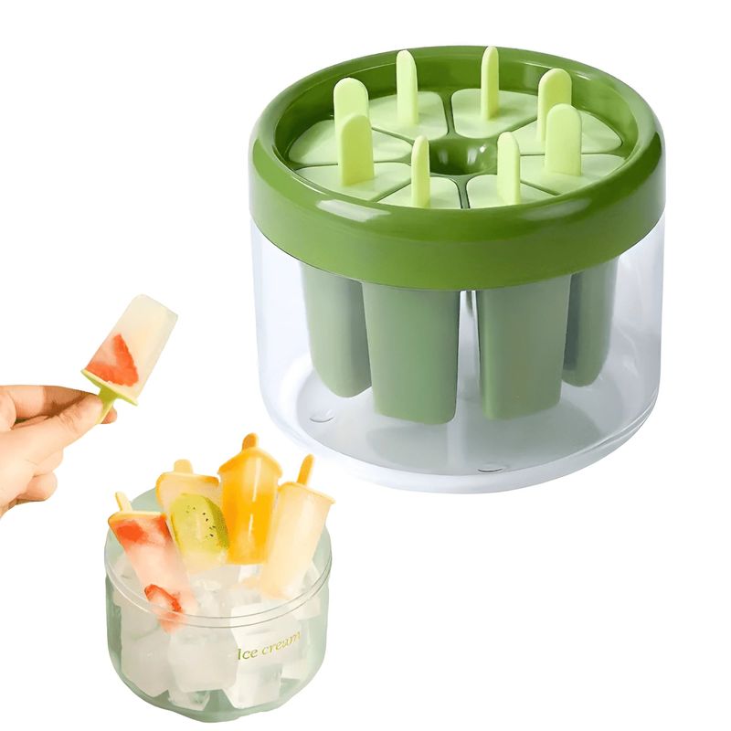 Casa si Gradina - Bucatarie si vesela - Ustensile bucatarie - Forme prajituri - Forma pentru Inghetata Koken, Matrita cu 8 compartimente din Plastic Ecologic, Verde, 11x13 cm - Infinity.ro