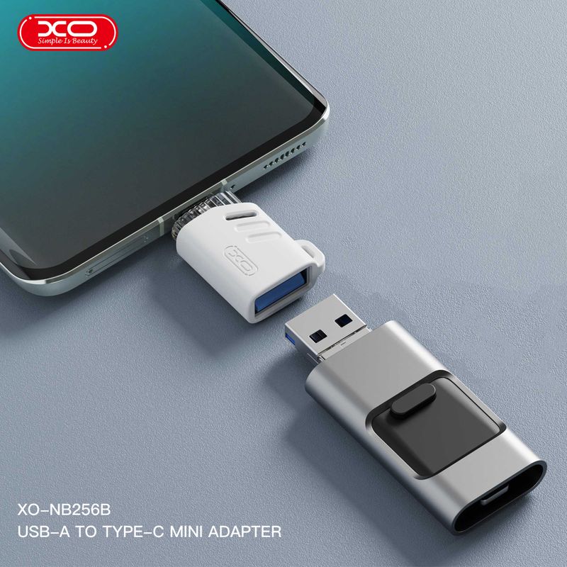 Laptop, Telefoane si Tablete - Telefoane mobile si accesorii - Accesorii Telefoane - Cabluri si adaptoare telefoane - Mini Adaptor OTG XO NB256D Type C to USB-A - Infinity.ro